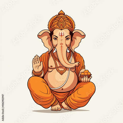 Lord Ganesha, depicted with...