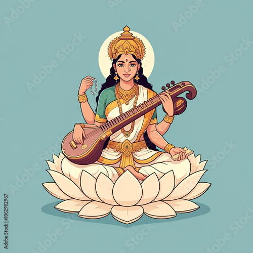 Goddess Saraswati, the patr...