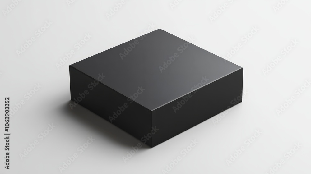 A minimalist square black box with soft shadows and subtle highlights, placed on a white background A minimalist square black box with soft shadows and subtle highlights, placed on a white background