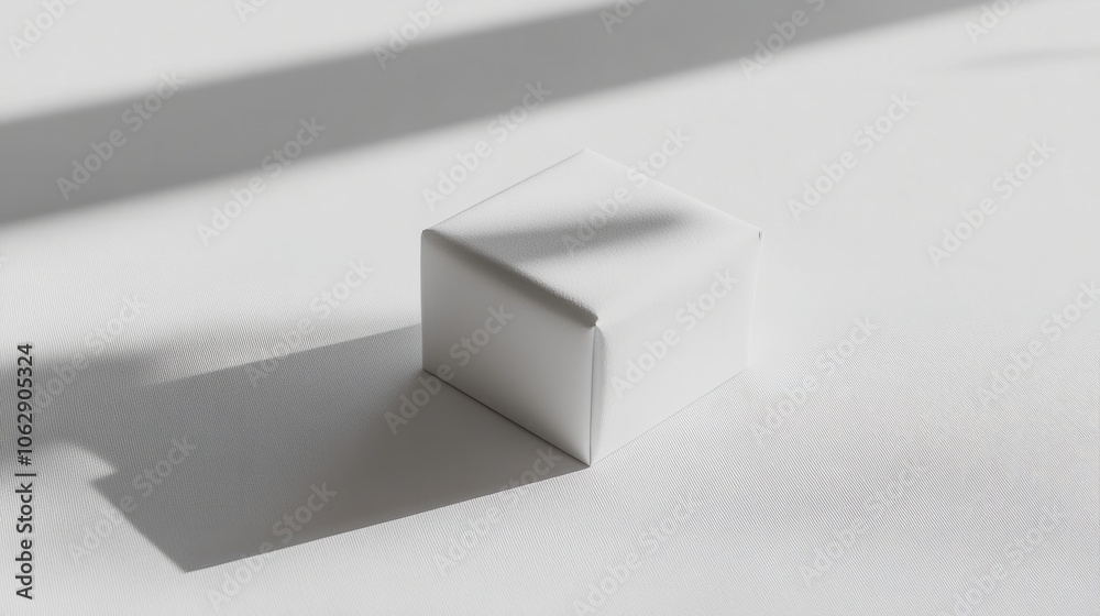 A minimalist white gift box with subtle shadows, perfectly centered on a clean white surface A minimalist white gift box with subtle shadows, perfectly centered on a clean white surface