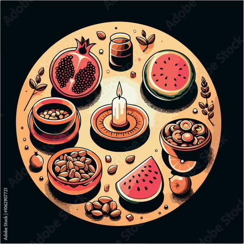 yalda nigth illustration