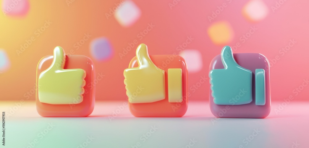Artistic 3D rendering of a thumbs up rating icon, with feedback form details. Artistic 3D rendering of a thumbs up rating icon, with feedback form details.
