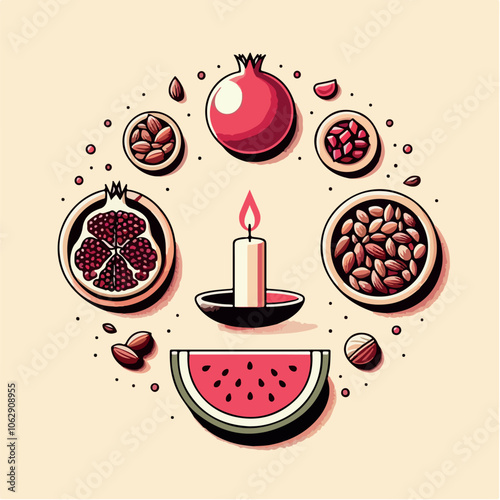 yalda nigth illustration