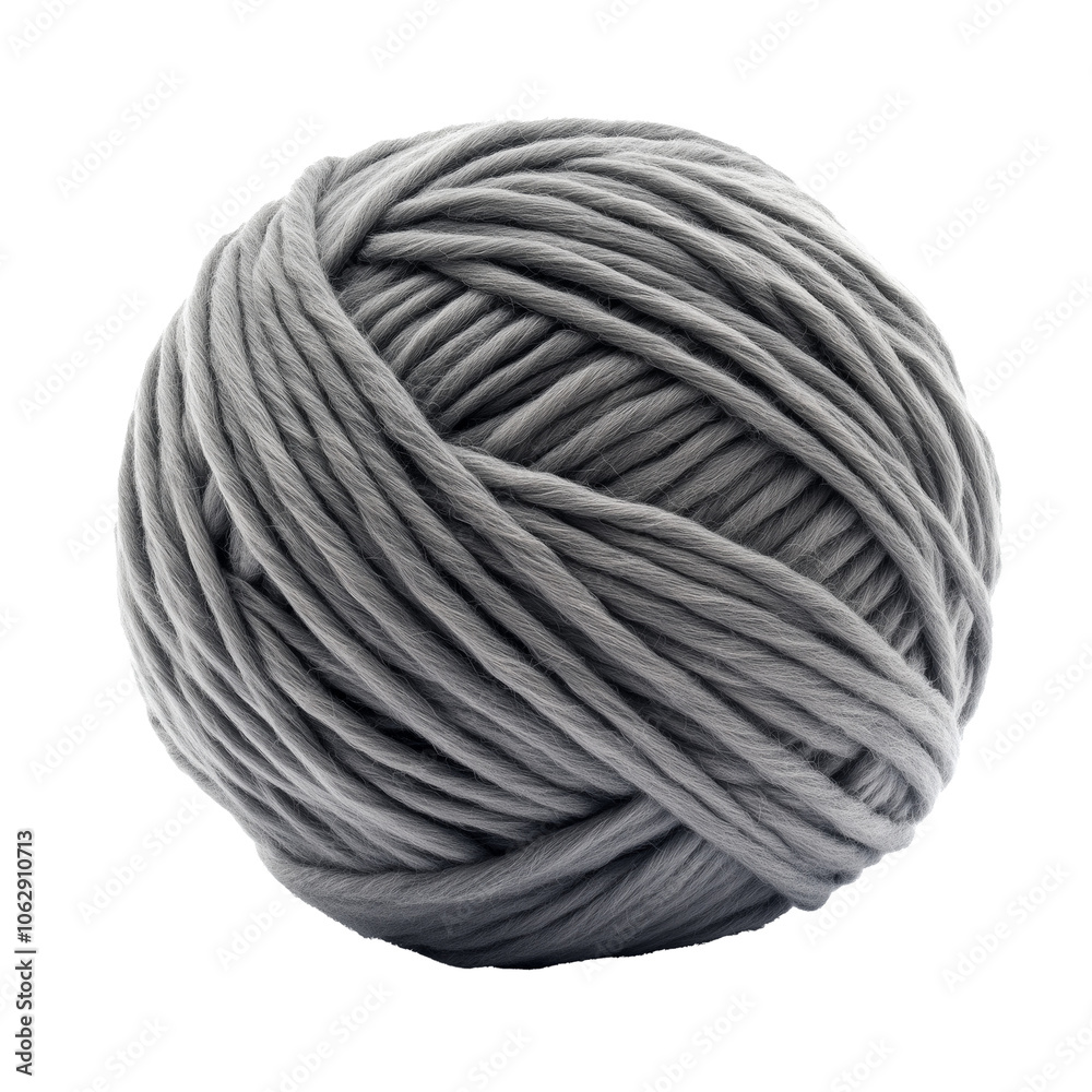 Gray yarn ball isolated on transparent or white background Gray yarn ball isolated on transparent or white background