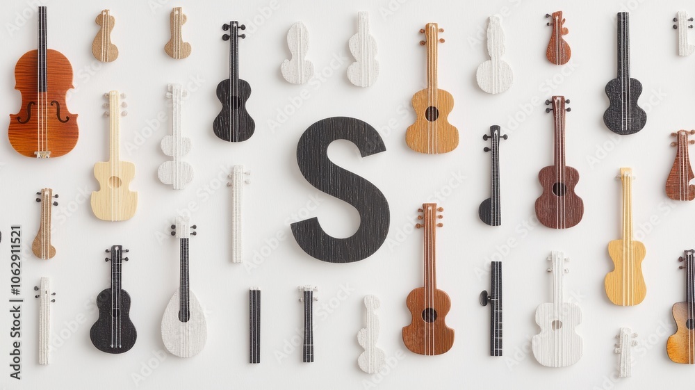 Naklejka premium Collection of Isolated Musical Instruments on White Background