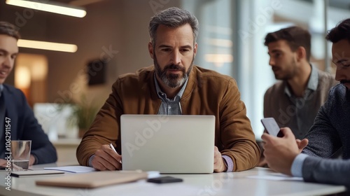 The Man with Laptop Focused