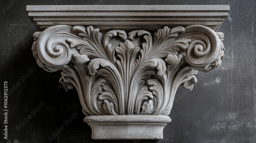 Naklejka premium close-up A muted gray pedestal with intricate details,