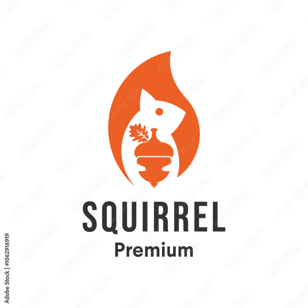 squirrel holding a chestnut vector logo design squirrel holding a chestnut vector logo design