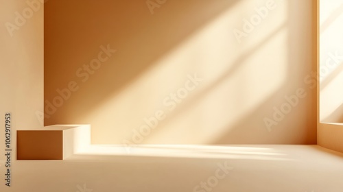 A softly lit background with warm, neutral tones, creating ample empty space