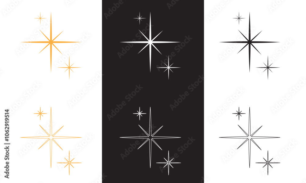 Shining star icon. Outline and Filled Vector Sign. isolated on white and black background. Vector illustration. EPS 10 Shining star icon. Outline and Filled Vector Sign. isolated on white and black background. Vector illustration. EPS 10