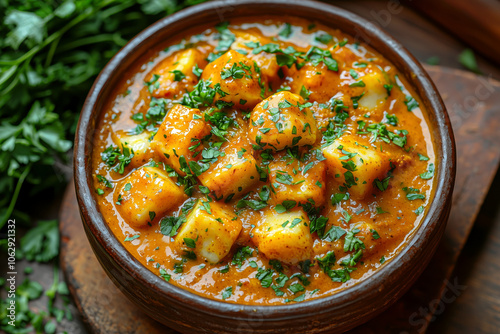 Nkate Ngwo peanut stew with boiled yam pieces photo