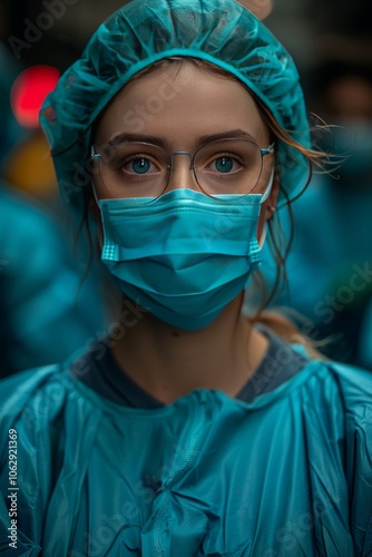 Scientist in protective gear conducts research on nanotechnology and viruses in cleanroom laboratory
