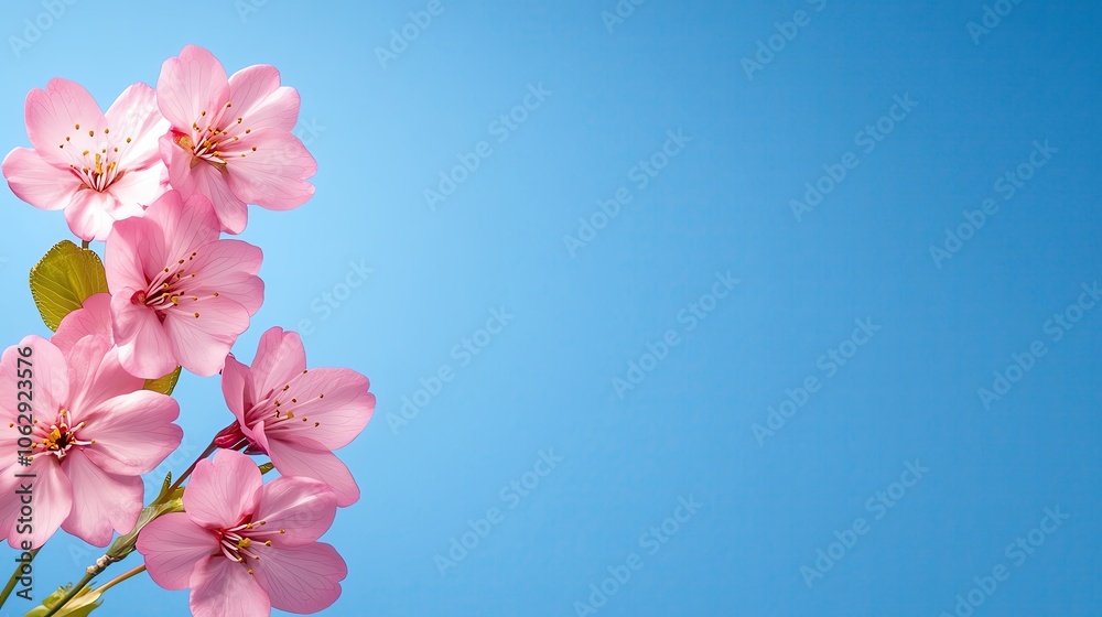Spring blossoms framing a clear blue sky, bright and fresh Spring blossoms framing a clear blue sky, bright and fresh