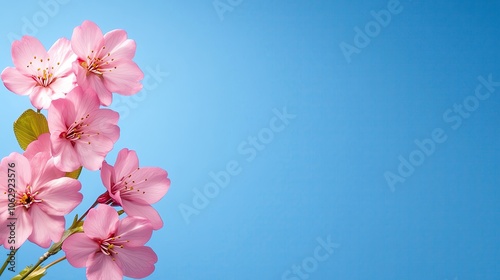 Spring blossoms framing a clear blue sky, bright and fresh