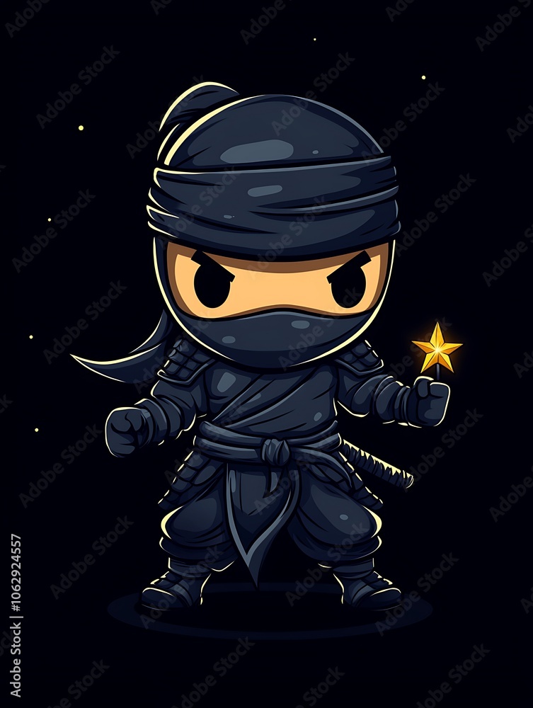 Cute Ninja Warrior Holding a Star Cute Ninja Warrior Holding a Star