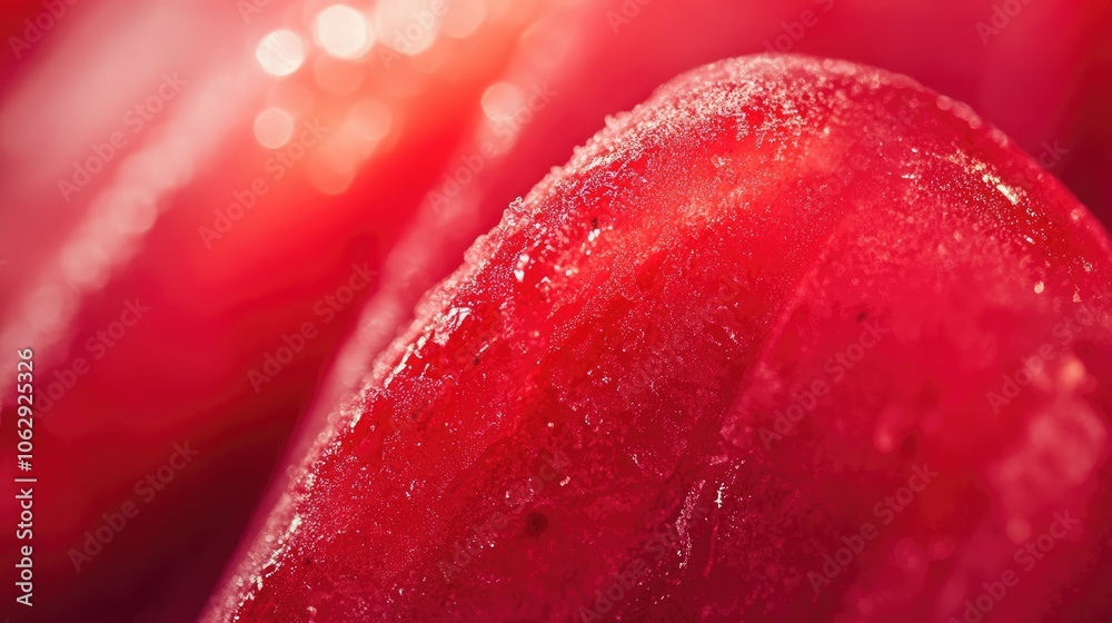 Vibrant Red Frozen Texture Close-Up Vibrant Red Frozen Texture Close-Up
