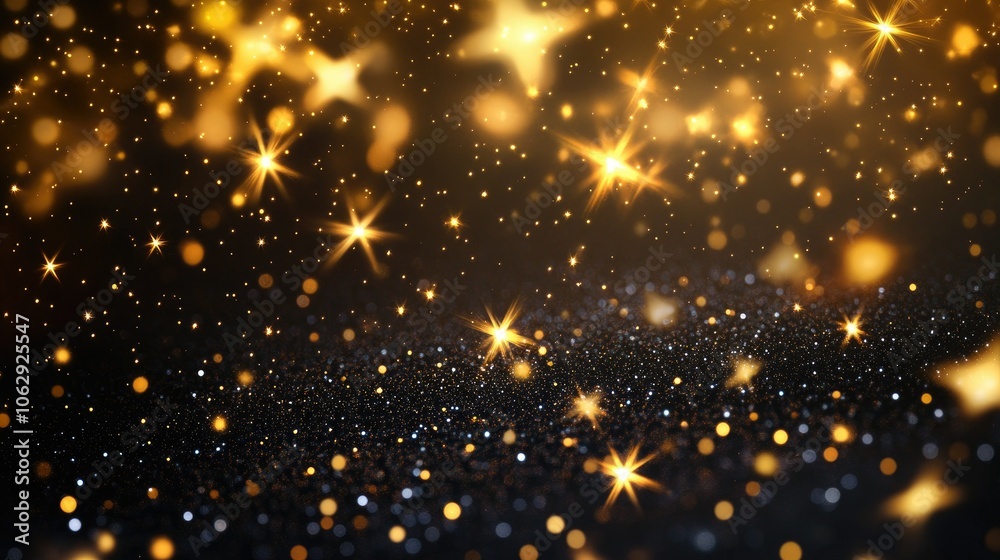 Magical Golden Stars on Dark Background Magical Golden Stars on Dark Background
