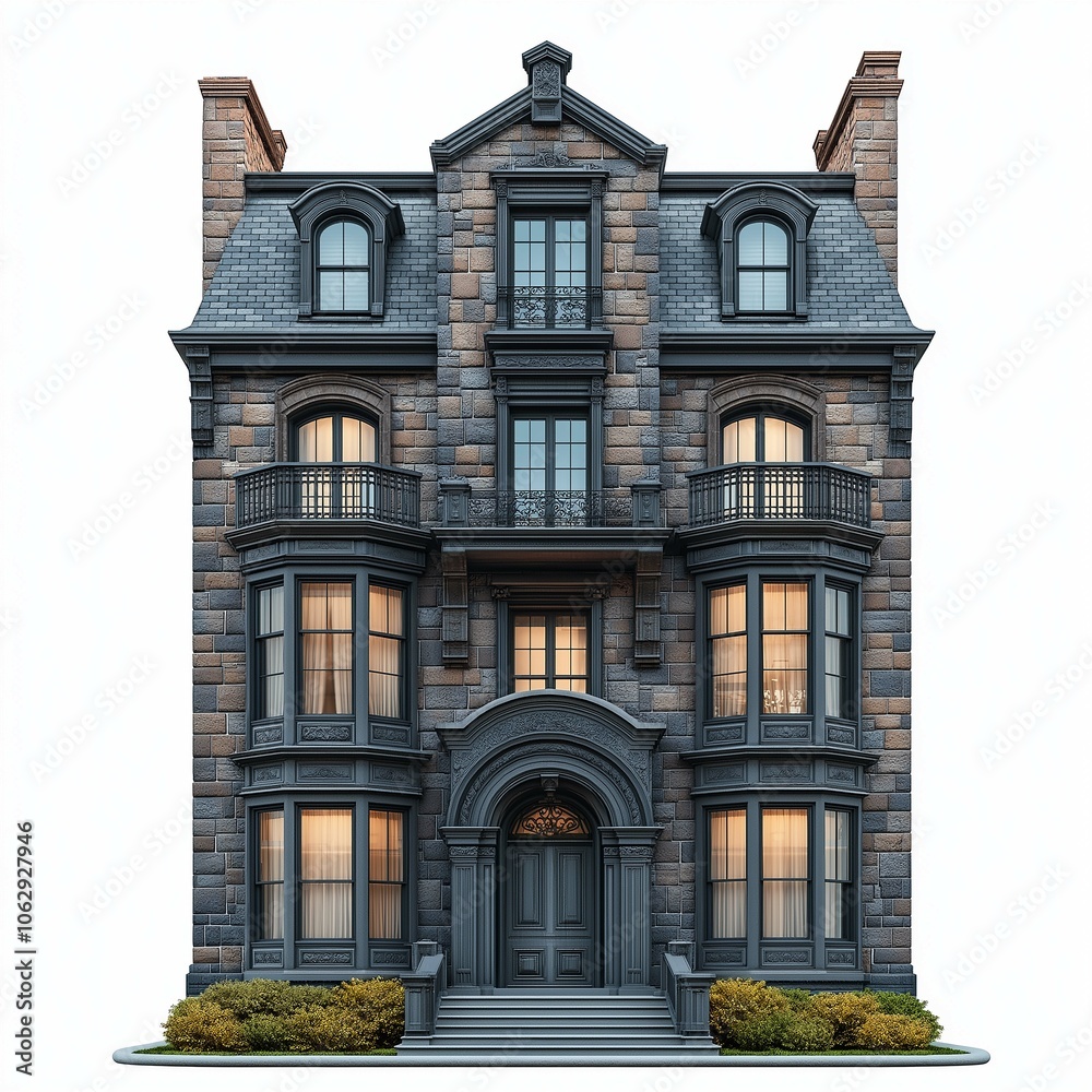 Historic Brownstone Facade with Realistic Details Historic Brownstone Facade with Realistic Details