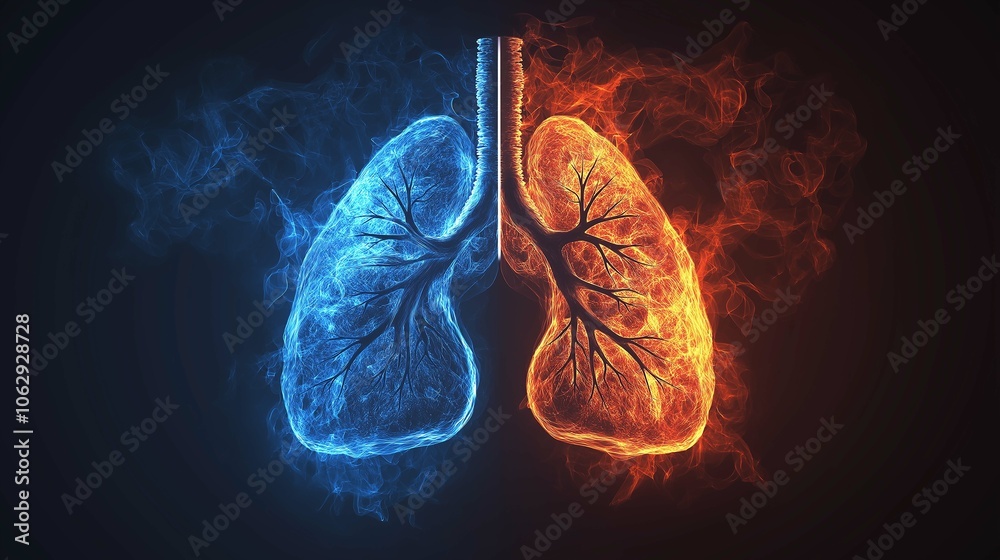 Vibrant Lung Icon with Smoke Effects Vibrant Lung Icon with Smoke Effects