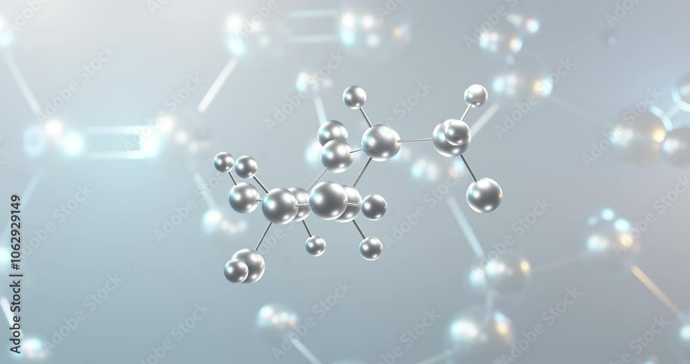 Gluconolactone rotating 3d molecule, molecular structure of e575, seamless video