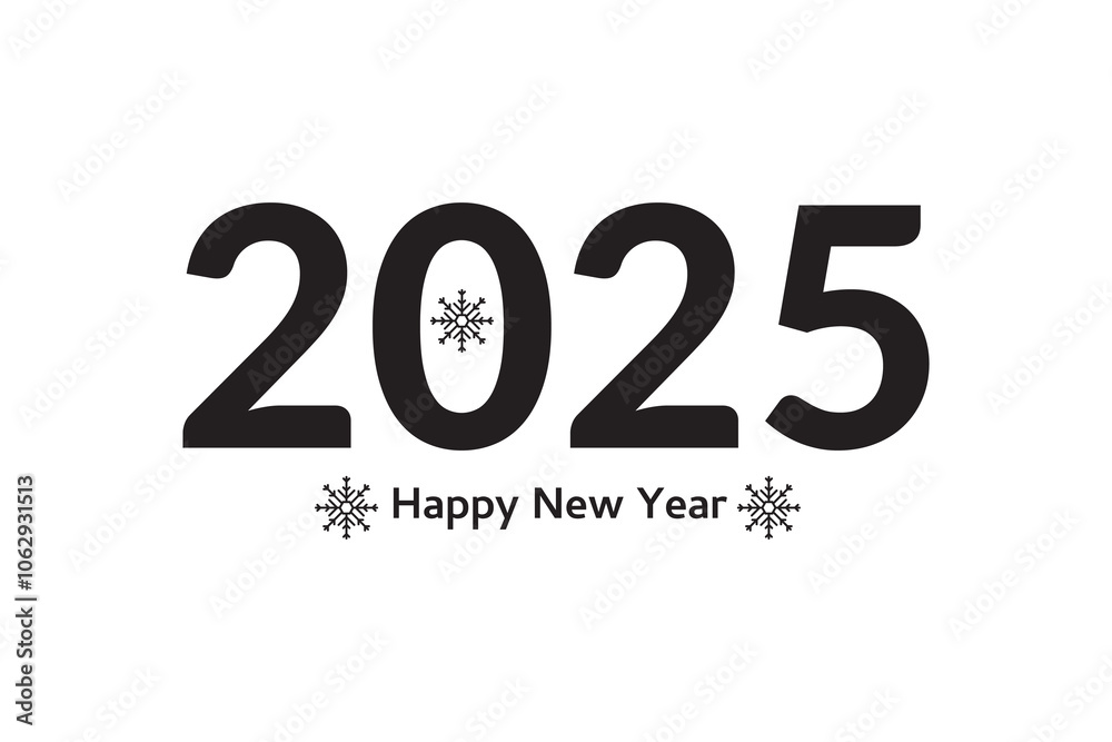 HAPPY NEW YEAR 2025 black vector brush calligraphy banner