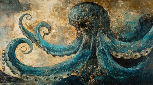 Kosher canvas depicts the Leviathan, the mythical monster from the Hebrew Bible, illustrating its grandeur and symbolism. The composition offers ample space for text or design elements.