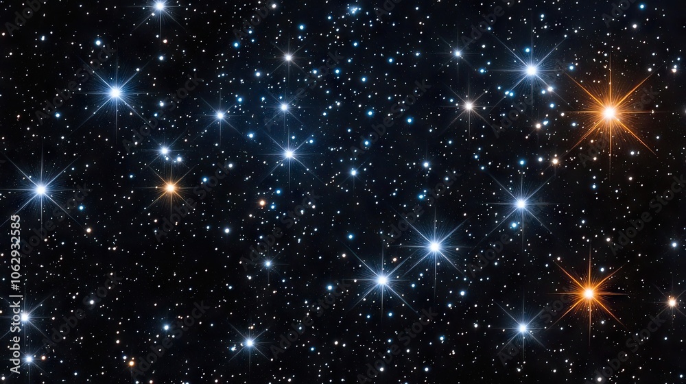 Vibrant black night sky filled with bright stars, twinkling above, creating a stunning cosmic display. Ideal for capturing the beauty of a starry night in a scenic photo with ample copy space. Vibrant black night sky filled with bright stars, twinkling above, creating a stunning cosmic display. Ideal for capturing the beauty of a starry night in a scenic photo with ample copy space.