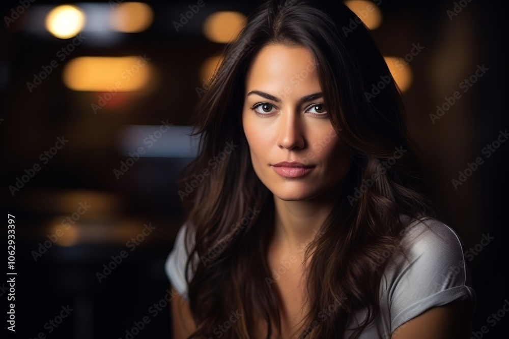 Portrait of a beautiful young brunette woman in a restaurant. Portrait of a beautiful young brunette woman in a restaurant.