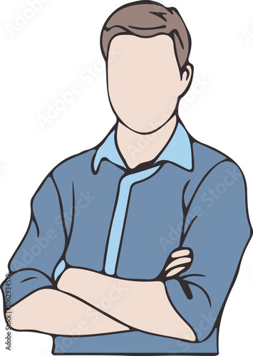 Businessman Trendy Cartoon Drawing. Business Concept Minimalist Cartoon Art Isolated on White Background. Abstract Drawing of Businessman Silhouette for Modern Design. Vector EPS 10