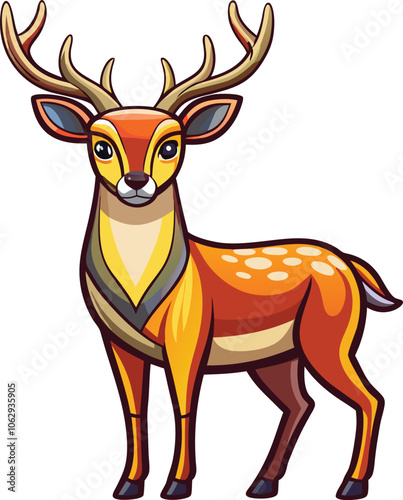 Deer color icon vector illustration on white background.	