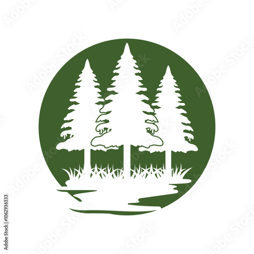 Pine tree logo ilustration vector