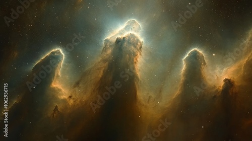 Cosmic Pillars of Creation Nebula  Space Dust and Gas Clouds  Star Birth  Astronomy  Unive photo