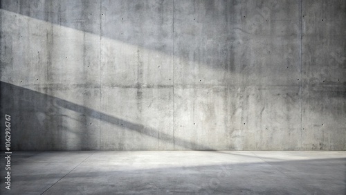 Close-up image of concrete wall and floor with shadow and plain gray texture