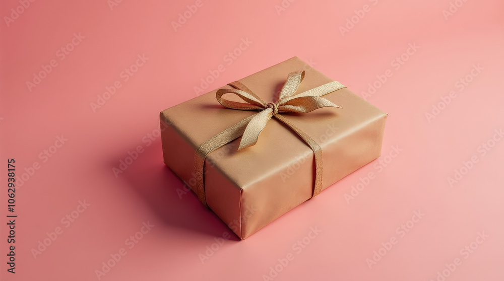 Elegant Wrapped Gift Box with Colorful Ribbon on Vibrant and Minimalist Background for Celebrations and Occasions Elegant Wrapped Gift Box with Colorful Ribbon on Vibrant and Minimalist Background for Celebrations and Occasions