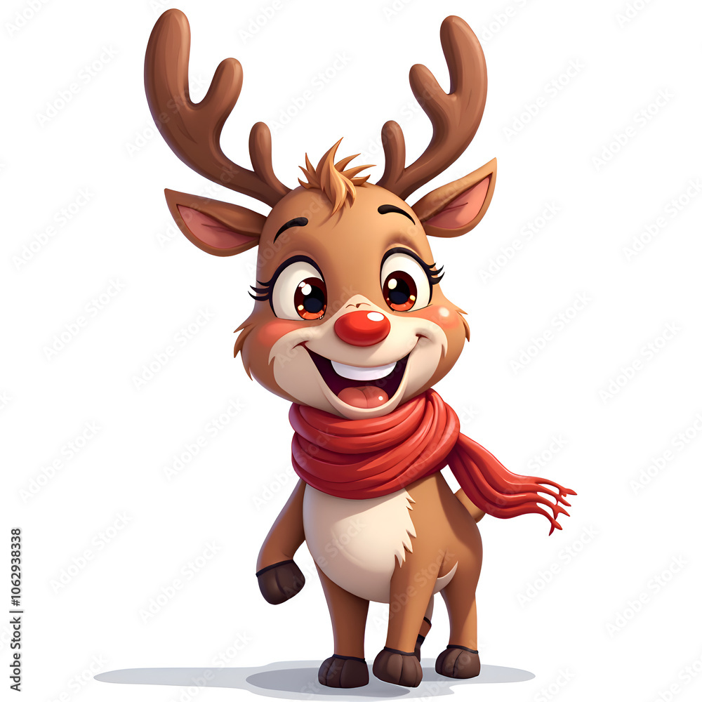 Embrace the joy of the season with this cheerful reindeer character in festive attire , digital illustration of character design concept. Embrace the joy of the season with this cheerful reindeer character in festive attire , digital illustration of character design concept.