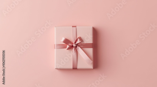 Elegant Wrapped Gift Box with Colorful Ribbon on Vibrant and Minimalist Background for Celebrations and Occasions