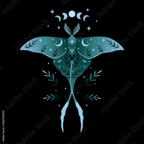 Blue moon moth illustration.  For cards, invitations, T-shirts and more.