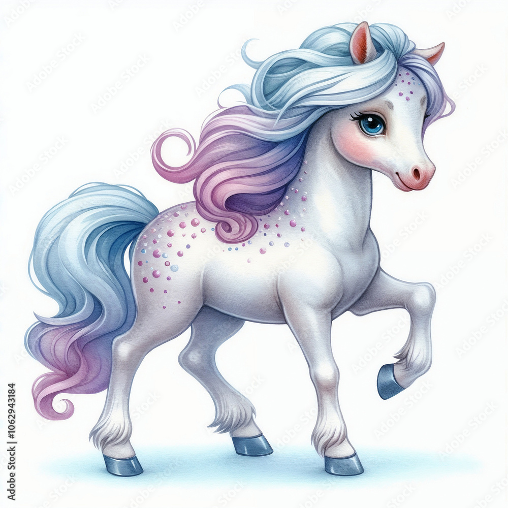 Cute cartoon horse on white background. AI Cute cartoon horse on white background. AI