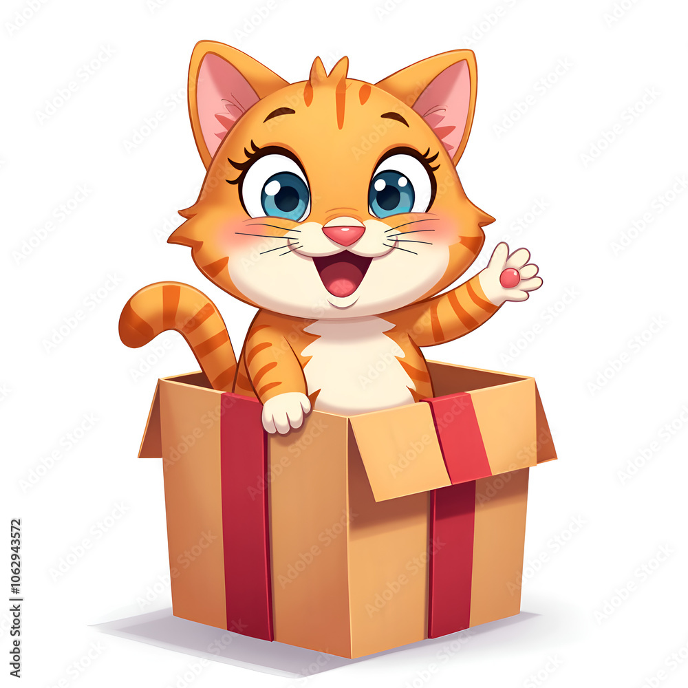 Discover the joy of unboxing new adventures with our playful little cat, digital art of character design concept. Discover the joy of unboxing new adventures with our playful little cat, digital art of character design concept.