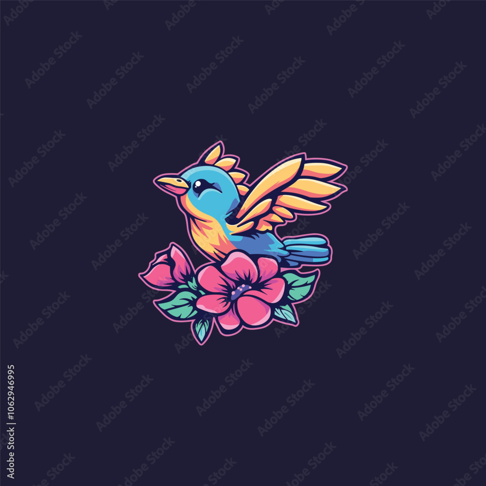 Obraz premium Cute nature bird logo icon design template flat vector