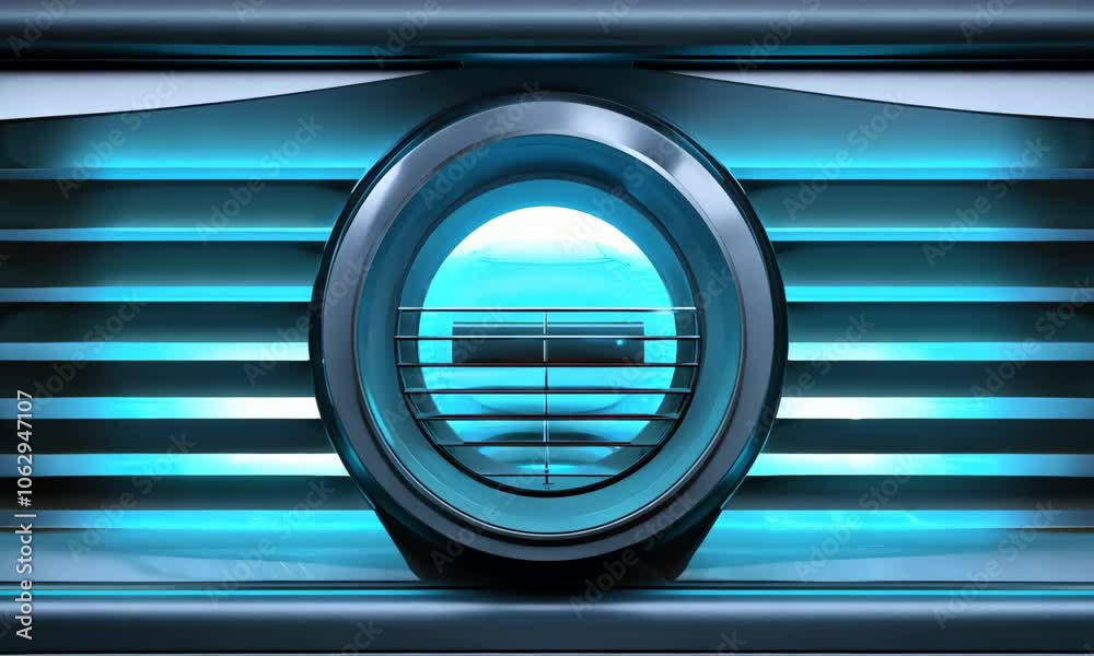 Modern air conditioning unit with sleek design and blue lighting Modern air conditioning unit with sleek design and blue lighting