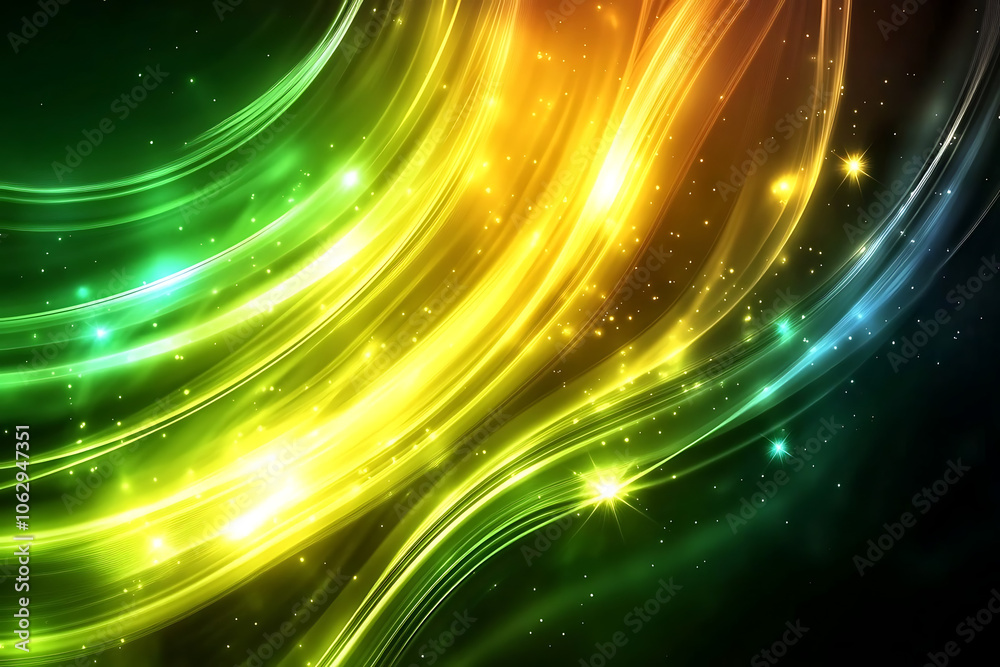 Abstract Swirls of Color: Vivid yellow and green lines dance across a dark background, punctuated by sparkling points of light. Abstract Swirls of Color: Vivid yellow and green lines dance across a dark background, punctuated by sparkling points of light.