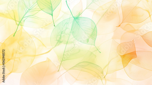 Autumn colored leaves. Transparent watercolour horizontal background for album cover.
