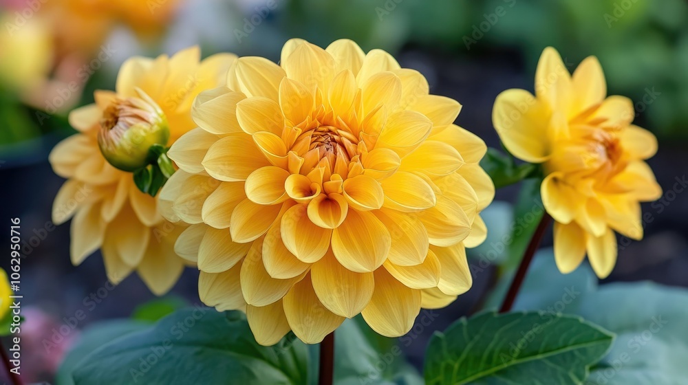 Vibrant Yellow Flowers in a Garden Setting Vibrant Yellow Flowers in a Garden Setting