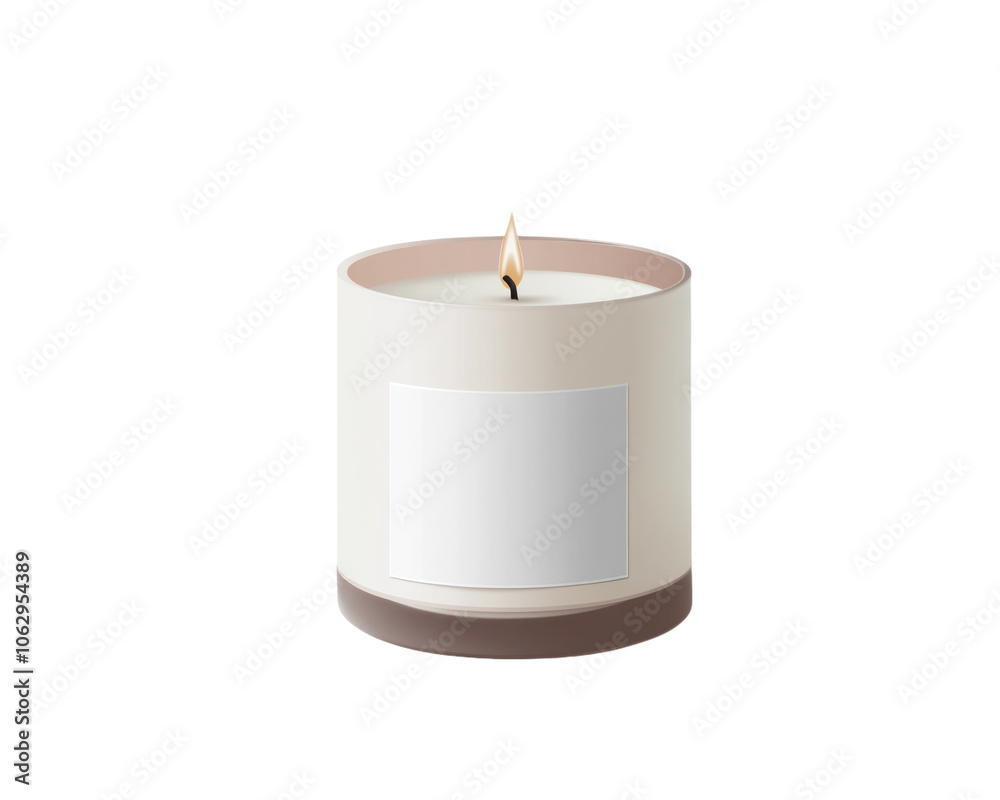 Candle is lit and sits on a white background. on isolated transparent background Candle is lit and sits on a white background. on isolated transparent background