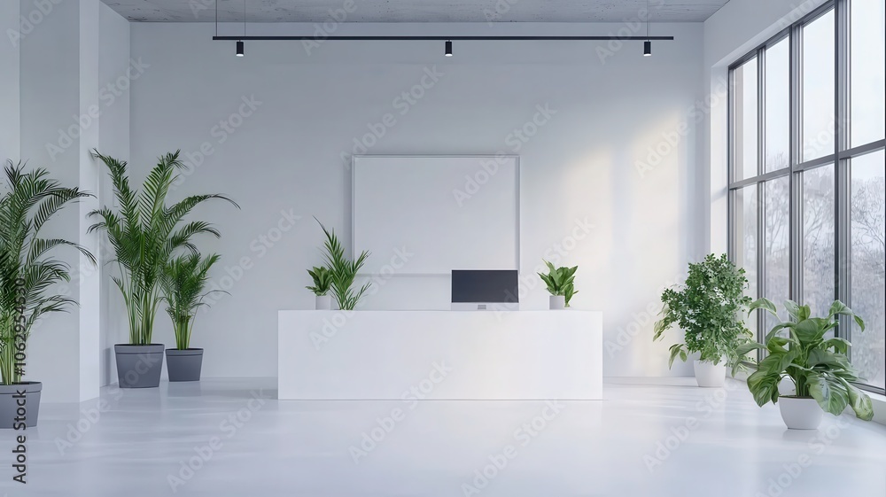 Bright and airy open workspace with a clean white aesthetic, promoting productivity and creativity. Bright and airy open workspace with a clean white aesthetic, promoting productivity and creativity.