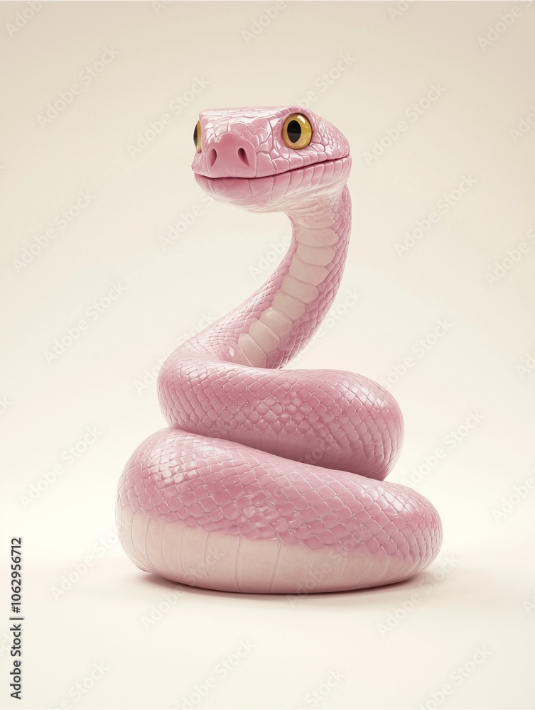 Fototapeta premium Cartoon Snake Vector Illustration, Cute Reptile Character
