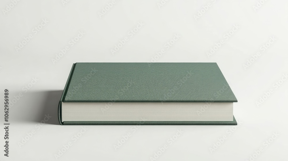 3D book with a green cover isolated on a white background, ideal for creating realistic visual presentations. This 3D book design features a clean and modern look with ample copy space.