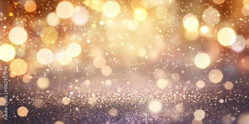 A shimmering abstract background filled with golden sparkles and enchanting bokeh effects creates a magical atmosphere of glitter and shine.