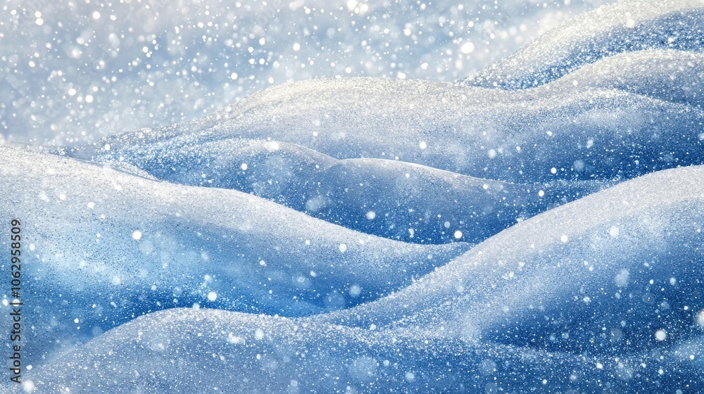 Close-up view of a snow-covered slope adorned with sparkling crystals during winter, highlighting the beauty of the winter landscape with ample copy space for design needs. Close-up view of a snow-covered slope adorned with sparkling crystals during winter, highlighting the beauty of the winter landscape with ample copy space for design needs.